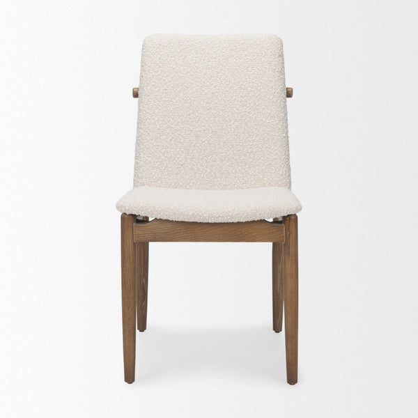 HomeRoots Set of Two Boucle Upholstered Dining Chairs with Solid Wood Legs for Modern 733264
