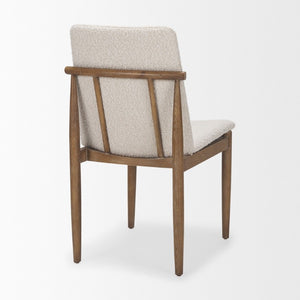 Set of Two Boucle Upholstered Dining Chairs with Solid Wood Legs for Modern