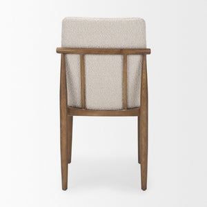 Set of Two Boucle Upholstered Dining Chairs with Solid Wood Legs for Modern