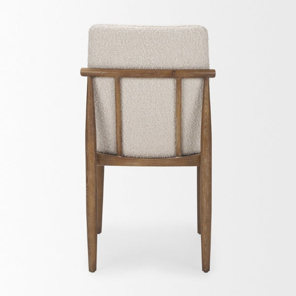 Set of Two Boucle Upholstered Dining Chairs with Solid Wood Legs for Modern
