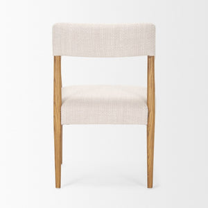 Cream Upholstered Solid Wood Arm Chair with Open Back for Elegant Dining Rooms