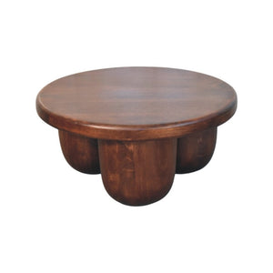 HomeRoots 80 Inch Solid Wood Round Coffee Table with Three Drawers for Living Room Storage 733268