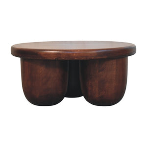 80 Inch Solid Wood Round Coffee Table with Three Drawers for Living Room Storage
