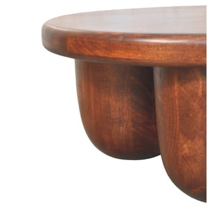 80 Inch Solid Wood Round Coffee Table with Three Drawers for Living Room Storage