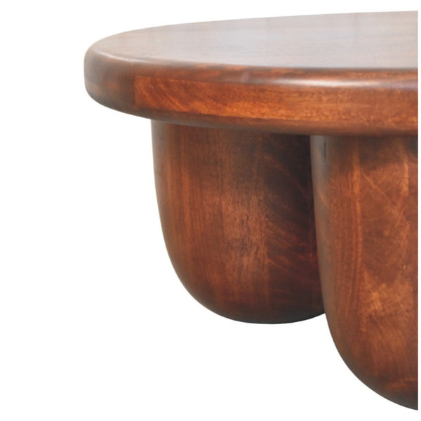 80 Inch Solid Wood Round Coffee Table with Three Drawers for Living Room Storage