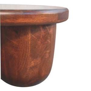 80 Inch Solid Wood Round Coffee Table with Three Drawers for Living Room Storage