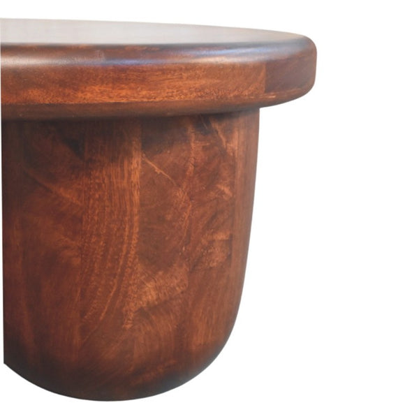 80 Inch Solid Wood Round Coffee Table with Three Drawers for Living Room Storage