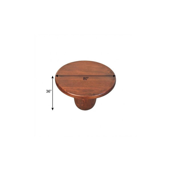 80 Inch Solid Wood Round Coffee Table with Three Drawers for Living Room Storage