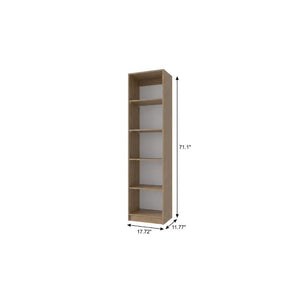 71 Inch Tall Five Shelf Wooden Bookcase Open Display Unit for Living Room or Home Office