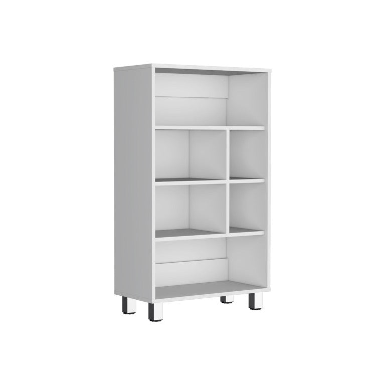 HomeRoots 41 Inch Six Tier Wooden Bookcase for Home Office and Living Room Storage Display White 733290