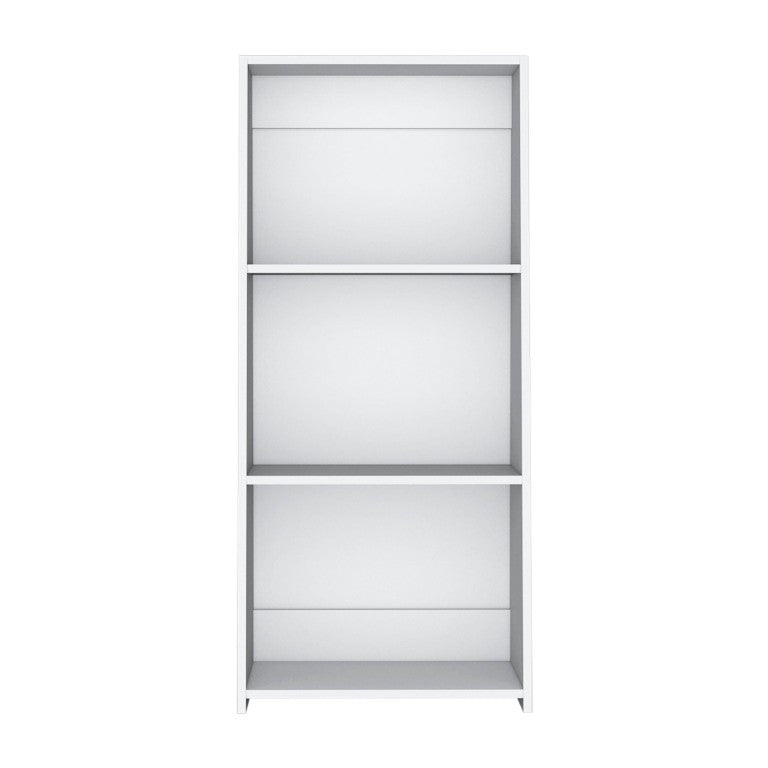 HomeRoots 47 Inch White Wooden Three Shelf Bookcase for Living Room Storage and Display 733292