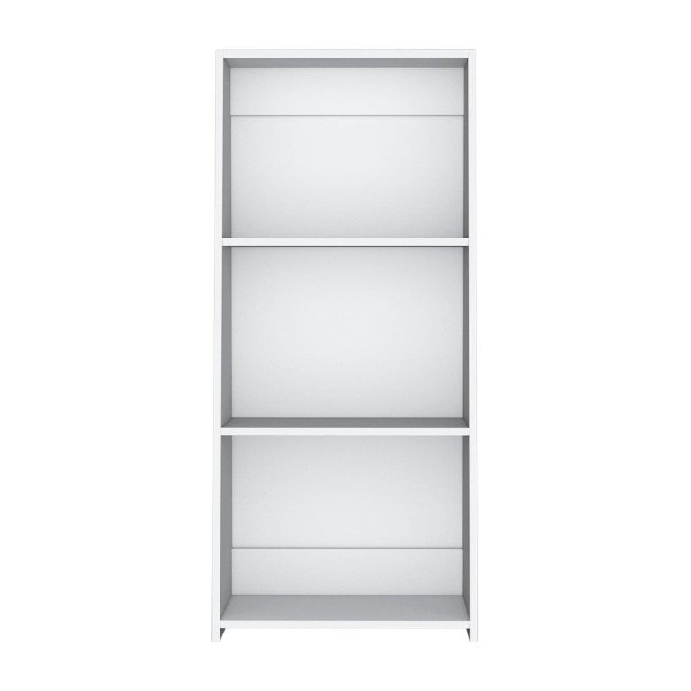 HomeRoots 47 Inch White Wooden Three Shelf Bookcase for Living Room Storage and Display 733292