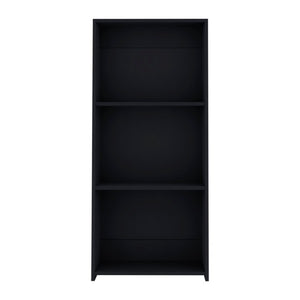 HomeRoots 47 Inch Black Wooden Three Shelf Bookcase for Living Room Office Storage Display 733293