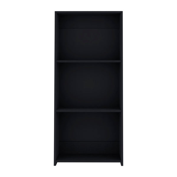 HomeRoots 47 Inch Black Wooden Three Shelf Bookcase for Living Room Office Storage Display 733293