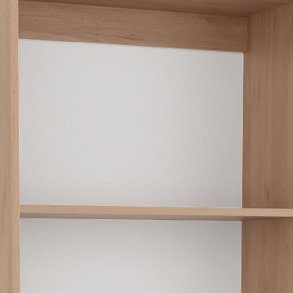71 Inch Tall Natural Wood Four Shelf Bookcase for Living Room or Home Office