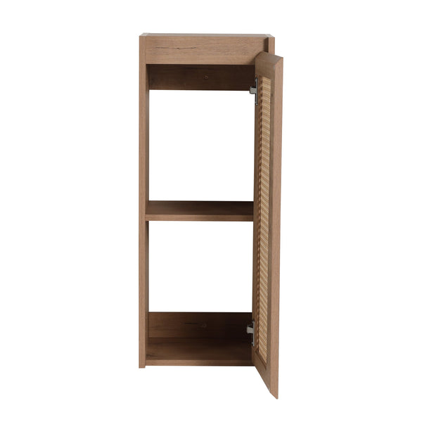 English Elm 12" Bathroom Side Cabinet Wall-Mounted, Soft-Close Hinges, Plywood, Hidden Handle, Space-Saving Storage W999P279375
