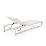 Christopher Knight Home® - Noble House - Modesta Outdoor Aluminum Chaise Lounge With Mesh Seating, White