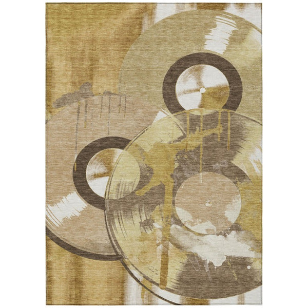 Geometric Polyester Area Rug Washable Indoor Outdoor Low Pile for Patio or Living Room