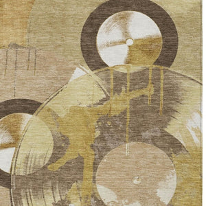 Geometric Polyester Area Rug Washable Indoor Outdoor Low Pile for Patio or Living Room
