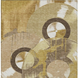 Geometric Polyester Area Rug Washable Indoor Outdoor Low Pile for Patio or Living Room
