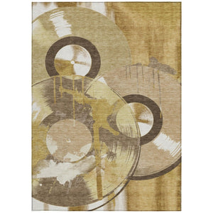 Geometric Polyester Area Rug Washable Indoor Outdoor Low Pile for Patio or Living Room