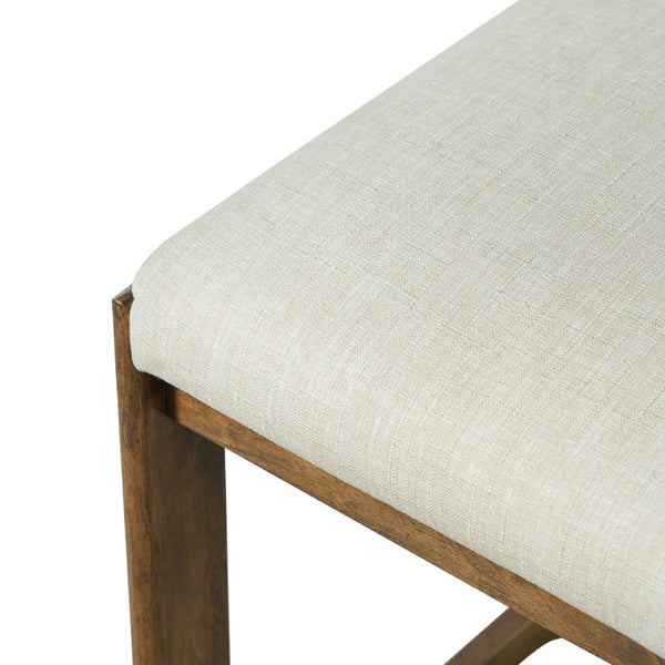 English Elm Modern Linen Upholstered Counter Stools Set of 2 with Rubberwood Legs for Kitchen Island Beige,Walnut N762P395711D