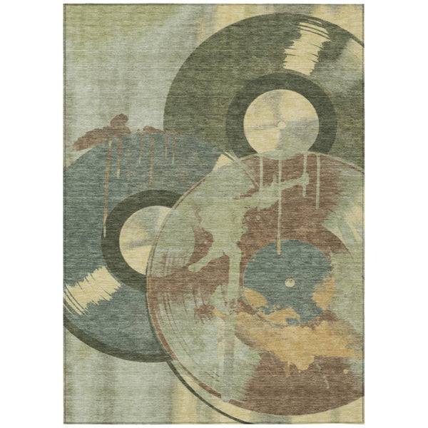 5x8 Geometric Polyester Area Rug Machine Washable for Patio Porch or Living Room