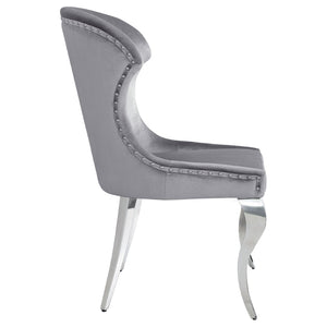 English Elm Daphne Velvet Wingback Dining Chairs with Nailhead Trim and Cabriole Legs Set of 2 B062S01463
