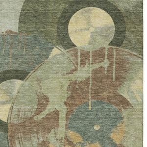 HomeRoots 8 X 10 Geometric Washable Polyester Area Rug for Patios Kitchens and High Traffic Rooms 733330