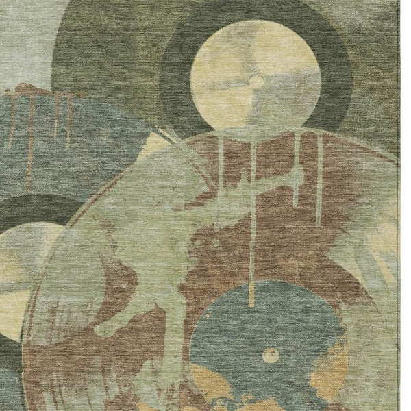 HomeRoots 8 X 10 Geometric Washable Polyester Area Rug for Patios Kitchens and High Traffic Rooms 733330