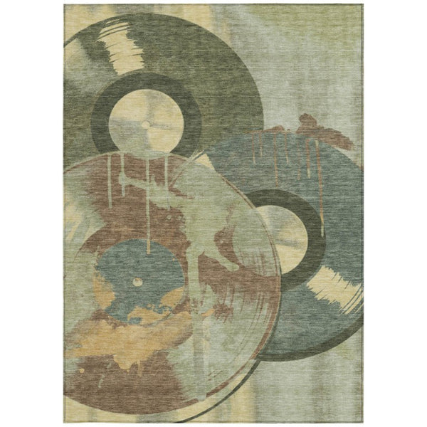 8 X 10 Geometric Washable Polyester Area Rug for Patios Kitchens and High Traffic Rooms