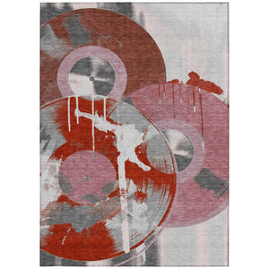 Geometric Polyester Area Rug Washable Stain Resistant for Indoor Outdoor Patios and Living Rooms