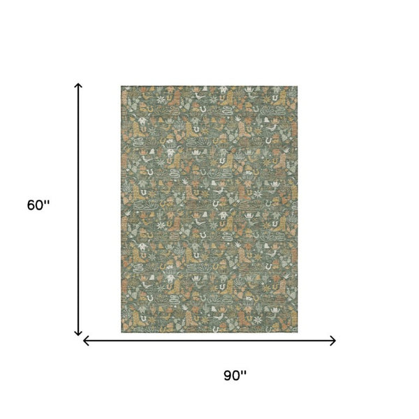Stars Pattern Washable Polyester Indoor Outdoor Area Rug for Patio Entryway or Living Room