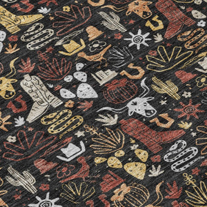 8 Foot Round Star Pattern Polyester Area Rug Washable for Patio and Entryway