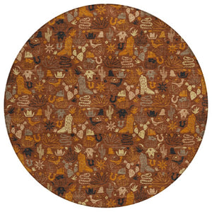 HomeRoots 8 Ft Round Star Pattern Washable Polyester Rug for Indoor Outdoor Spaces 733359