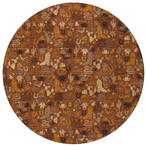 8 Ft Round Star Pattern Washable Polyester Rug for Indoor Outdoor Spaces