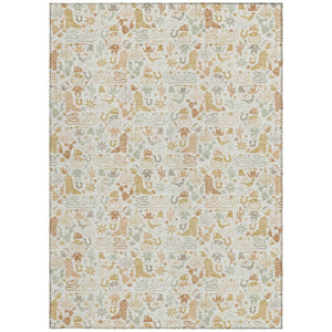 Ivory Cream Stars Washable Polyester Area Rug for Indoor Outdoor Patios and Living Rooms