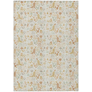 Ivory Cream Stars Washable Polyester Area Rug for Indoor Outdoor Patios and Living Rooms