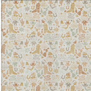 Ivory Cream Stars Washable Polyester Area Rug for Indoor Outdoor Patios and Living Rooms