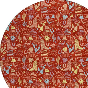 HomeRoots 8 Foot Round Star Motif Polyester Area Rug Machine Washable Indoor Outdoor Patio Use 733371