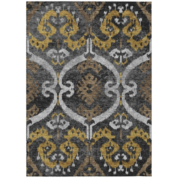 Ikat Washable Polyester Area Rug for Indoor Outdoor Patios Entryways and High Traffic Rooms