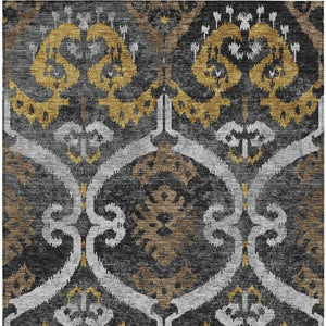 Ikat Washable Polyester Area Rug for Indoor Outdoor Patios Entryways and High Traffic Rooms