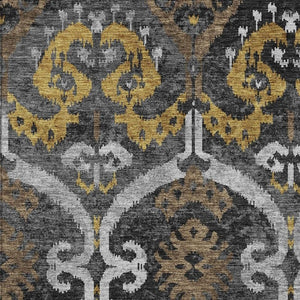 HomeRoots Ikat Washable Polyester Area Rug for Indoor Outdoor Patios Entryways and High Traffic Rooms 8' x 10' 733387