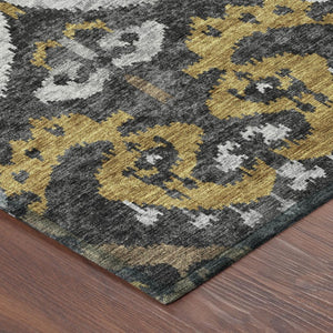 Ikat Washable Polyester Area Rug for Indoor Outdoor Patios Entryways and High Traffic Rooms