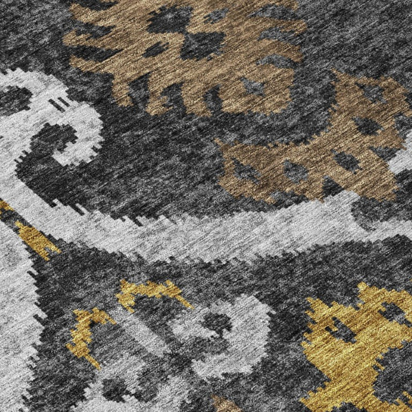 Ikat Washable Polyester Area Rug for Indoor Outdoor Patios Entryways and High Traffic Rooms