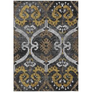 Ikat Washable Polyester Area Rug for Indoor Outdoor Patios Entryways and High Traffic Rooms