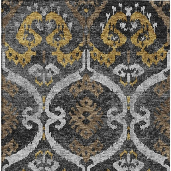 Ikat Washable Polyester Area Rug for Indoor Outdoor Patios Entryways and High Traffic Rooms