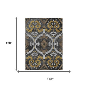 Ikat Washable Polyester Area Rug for Indoor Outdoor Patios Entryways and High Traffic Rooms