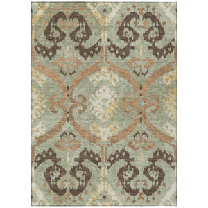 Ikat Polyester Area Rug Washable Fade Resistant for Indoor Outdoor Patio and High Traffic Rooms