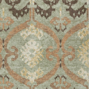 Ikat Polyester Area Rug Washable Fade Resistant for Indoor Outdoor Patio and High Traffic Rooms